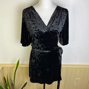 Kiyonna 0X Black Burnout Velvet Wrap Dress L/XL Witchy Whimsigoth Goth Halloween